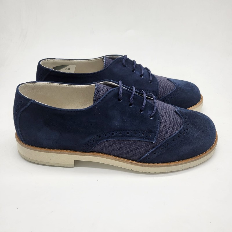 Zapato Oxford azul combinado