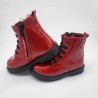 Bota militar en piel charol rojo