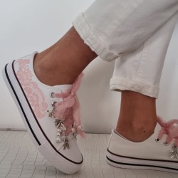 Quickas baja blanco con rosa empolvado