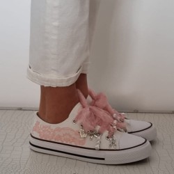 Quickas baja blanco con rosa empolvado