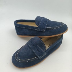 Mocasin piel serraje gris, beig y azul marino