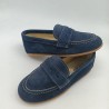 Mocasin piel serraje gris, beig y azul marino