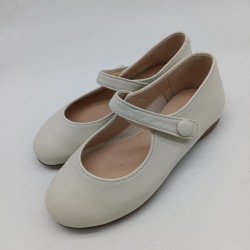 Bailarina botón en piel color beige