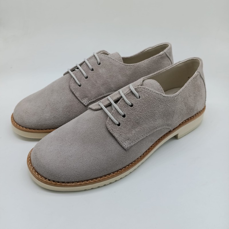 Zapato Oxford en piel ante gris