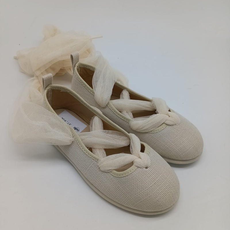 Bailarina lino beige con lazo