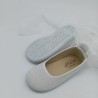 Zapatilla mercedes en lino blanco con lazo