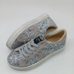 Zapatilla Silver Moose glitter plata