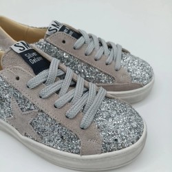 Zapatilla Silver Moose glitter plata