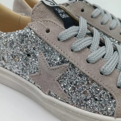 Zapatilla Silver Moose glitter plata