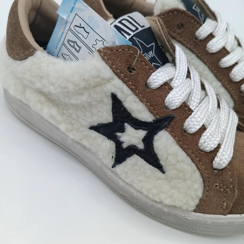 Zapatilla de piel Silver Moose combinada