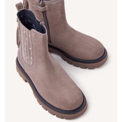 Bota de piel serraje color topo