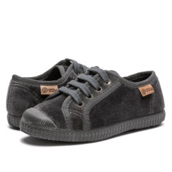Zapatilla terciopelo Natural World gris